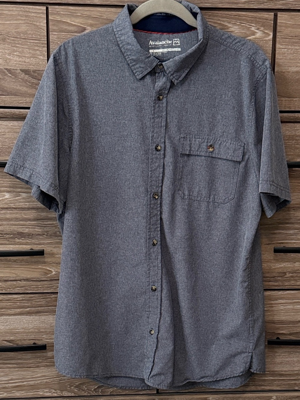 Avalanche Performance Short-Sleeve Button-Down Shirt Size Large Navy Blue